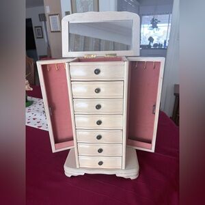 Vintage Vasitelan standing armoire  Jewelry Organizer with Mirror